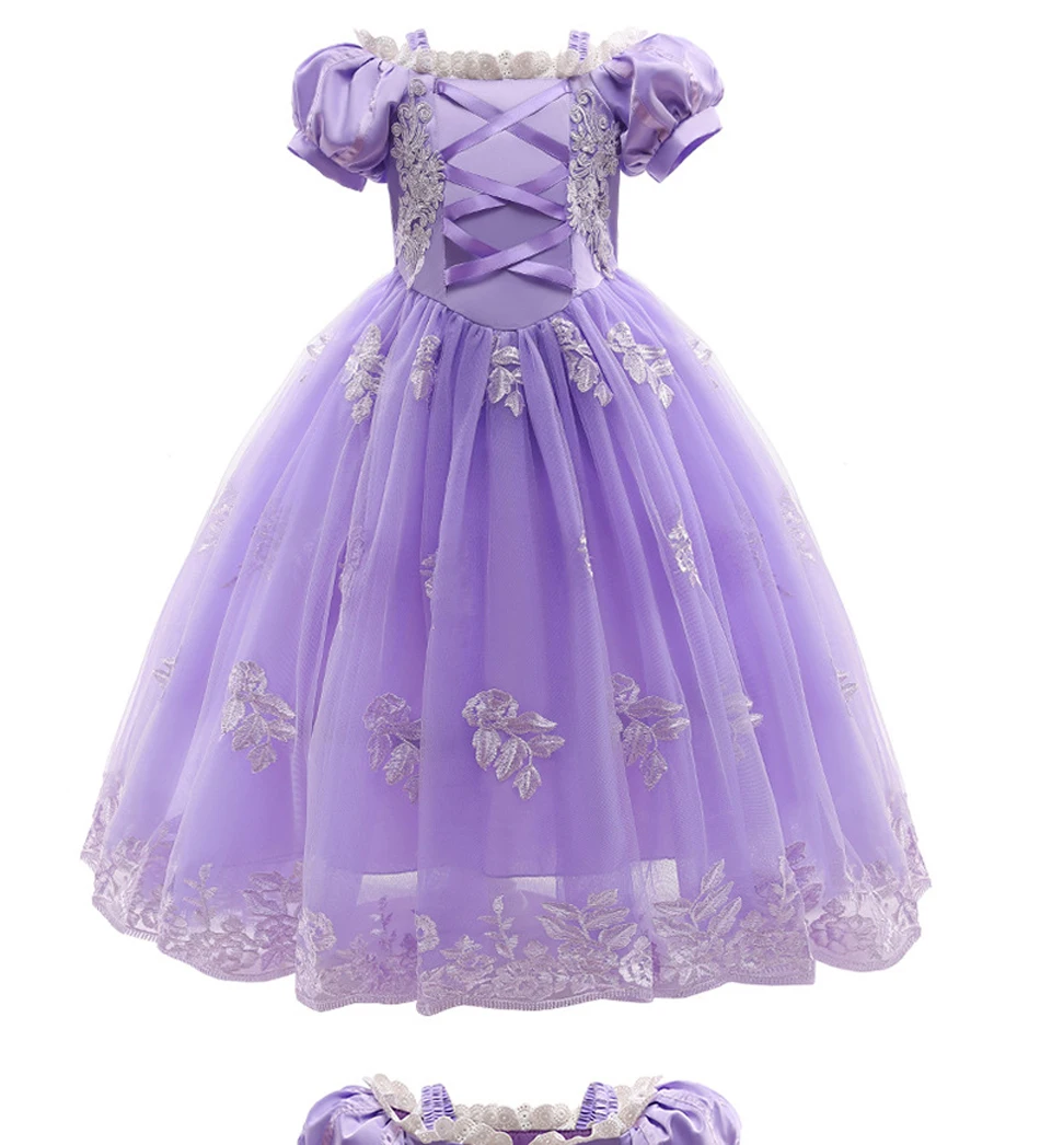 Mädchen Cosplay Prinzessin Aurora Rapunzel verkleiden Kinder Weihnachten Halloween Tüll Kostüm für Kinder Mädchen Geburtstag – Detail 2