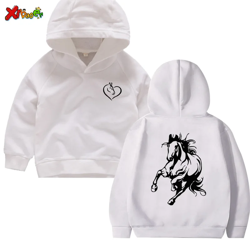 Horse Girl Hoodie Sweatshirt Kids Hooded Children's Clothing Boys Sweatshirt Toddler Baby Clothes Horse Lover Gift Girls Hoodies