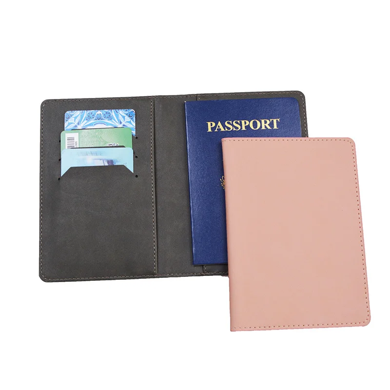 Porte-passeport en cuir PU avec fentes pour cartes d'identité avant vierges, couvertures personnalisées, billets de vol, haute qualité