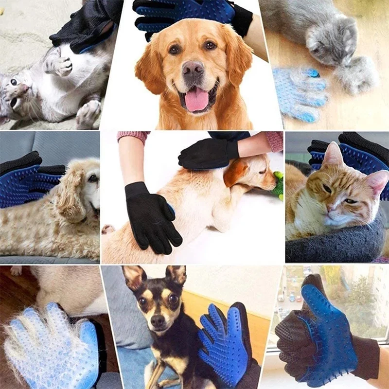 Gants de toilettage pour animaux de compagnie, brosse en Silicone, gant de Massage pour chiens et chats, bain, épilation, nettoyage et Massage des animaux de compagnie