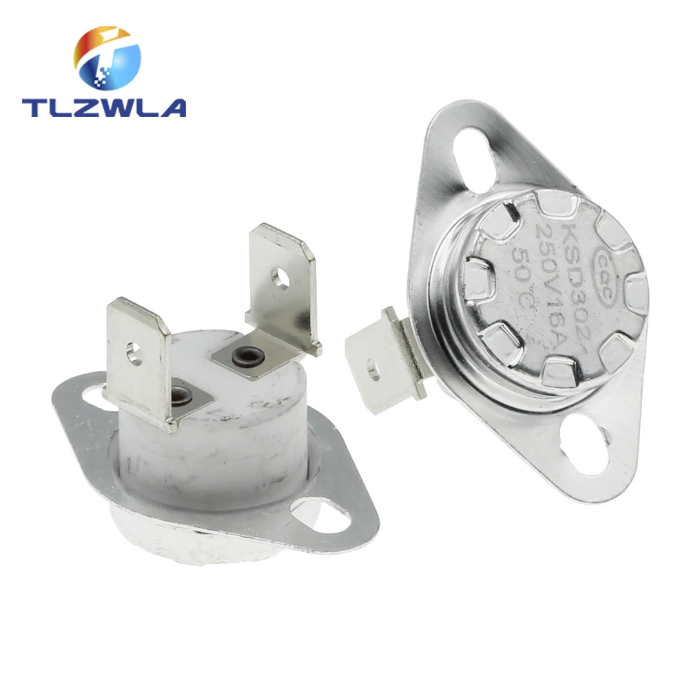 10PCS Thermostat KSD301/KSD302 40~300C Ceramics 16A250V 45C 50C 55C 60C 75C 80C 85C 90C 95C degrees Normally Closed open