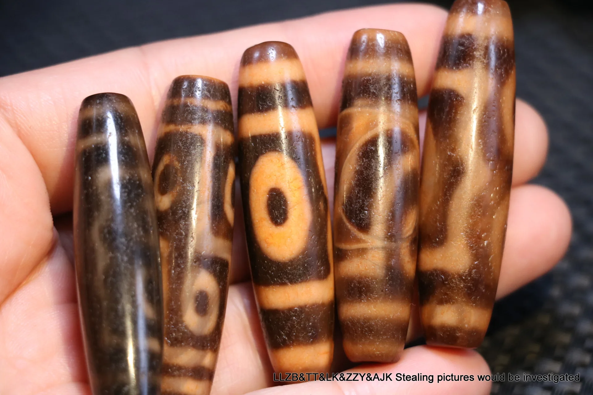 

Set of 5 Magic Energy Tibetan old Agate Ivory Color Multiple Symbols Totem Pendant Amulet dZi Bead LKbrother at Whole Sale ##06