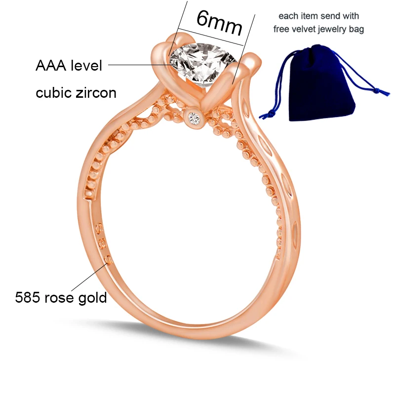 KIOOZOL 585 rose gold color wedding rings for women bridal engagement fashion jewelry