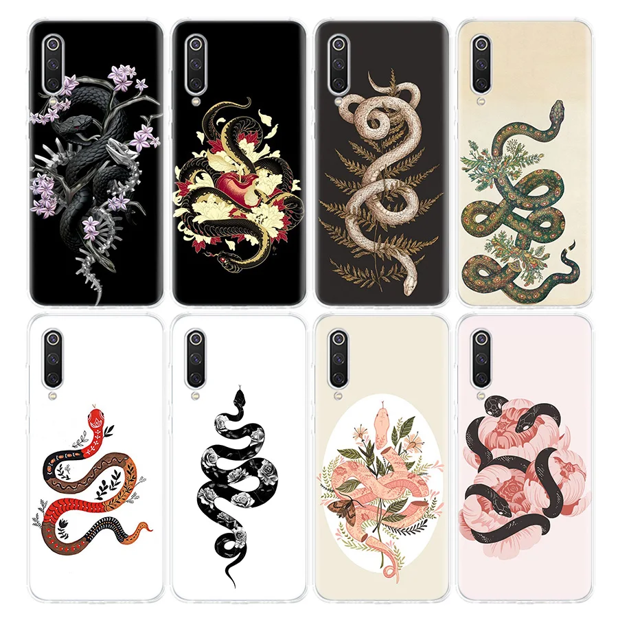 Animal The Snake and Fern Phone Case For Xiaomi Redmi Note 13 12 11 10 11E Pro Plus 12S 11S 11T 10S 9 9S 8 8T 7 Soft TPU Back Co