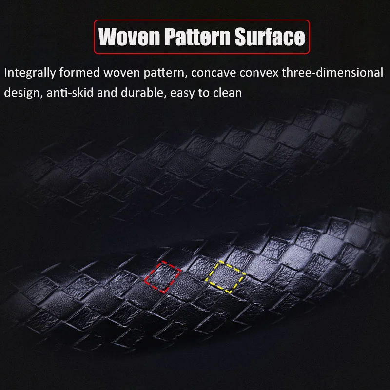 Karcle Braiding Style Steering Wheel Cover Protector PU Leather Woven Pattern Steering Cover Universal 15 Inch Car Styling