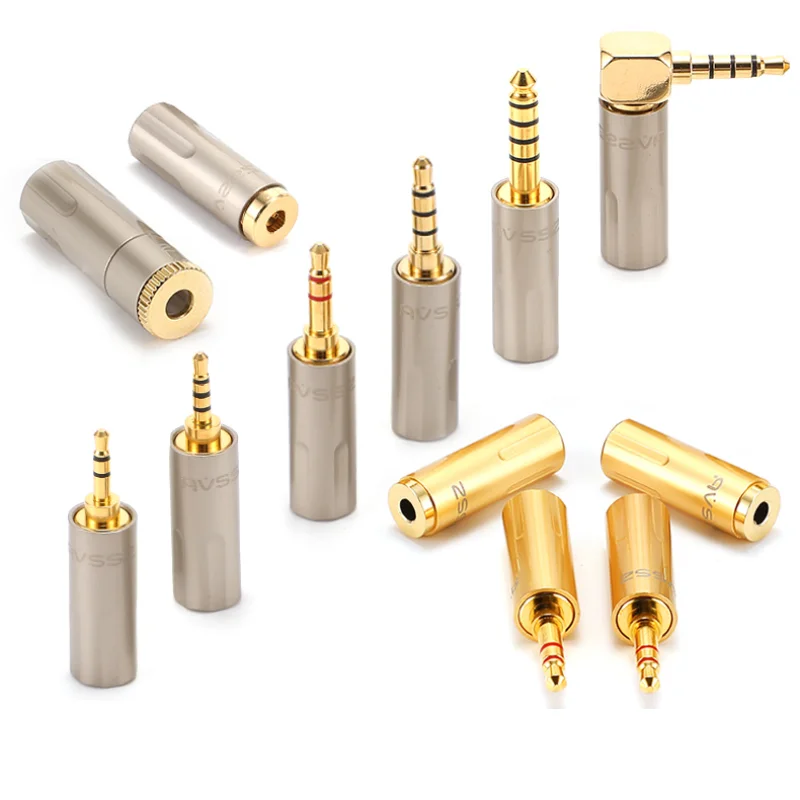 1Pcs Pearl Gold/Nickel 3.5mm Headphone Cable 4.4 Balance 2.5 Male and Female Plug Extension Welding Jack Fever accessories