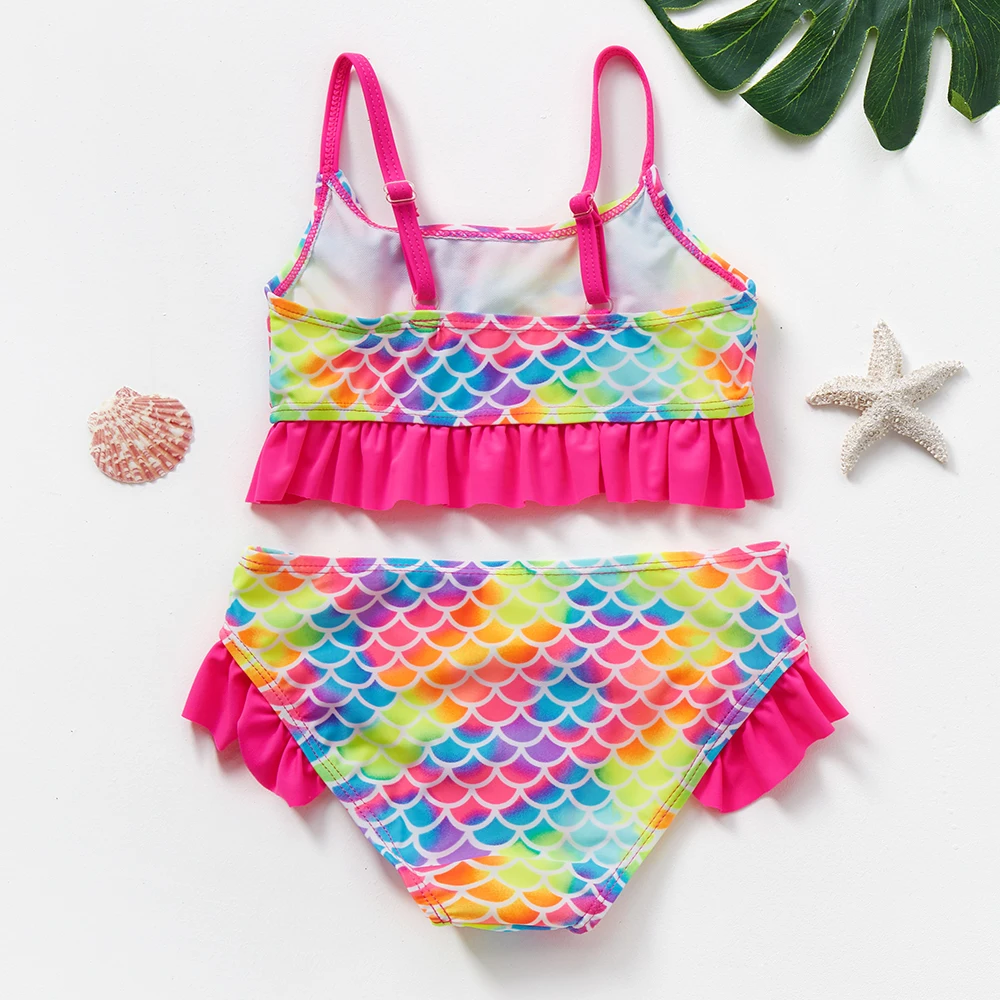 3~12Year Girls Swimsuit Kids Swimwear Cute print Kids Bikini Sets Ruffle style Children swimwear Kids Beach wear