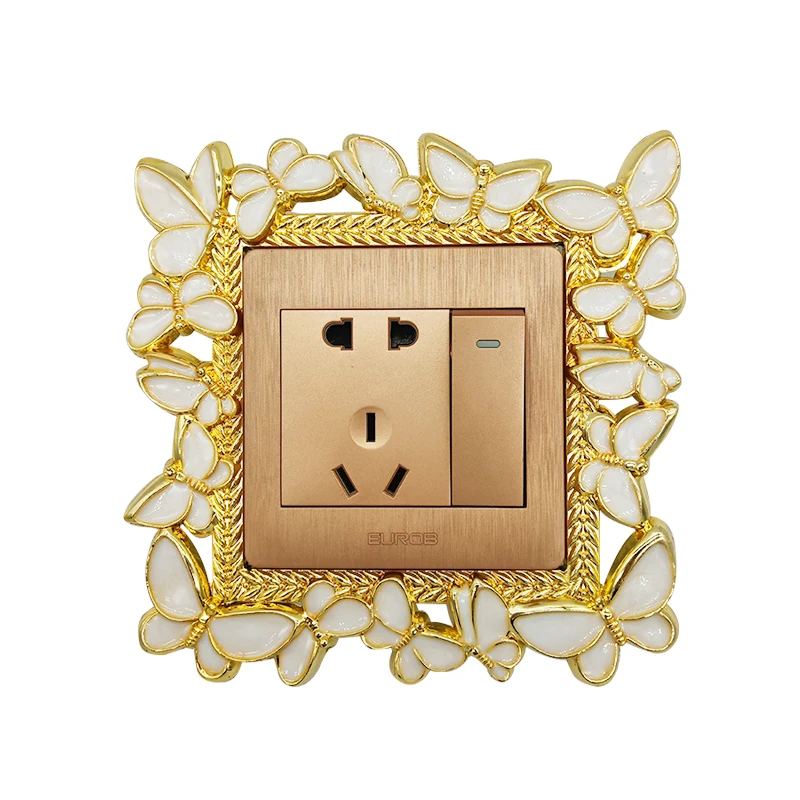 2021 European style dustproof butterfly switch stickers decorative stickers children\'s room cartoon switch protective cover