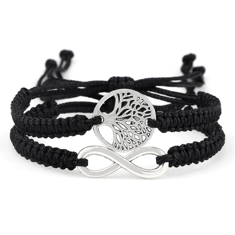 2 pz/set Rosso Nero Albero della Vita Filo Bracciale Da Uomo Intrecciato A Mano Regolabile Buddista Tibetano Braccialetto Delle Donne Amante Dei Monili Regalo