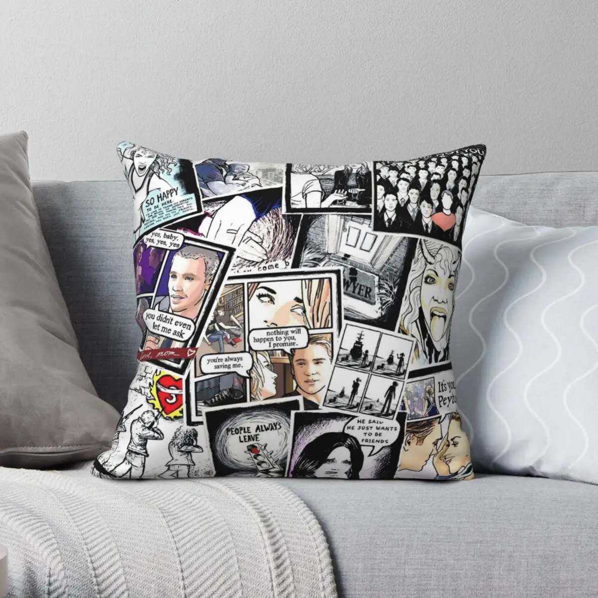 

Peyton's Artwork Collage Square Pillowcase Polyester Linen Velvet Pattern Zip Decorative Throw Pillow Case Home Cushion Cover