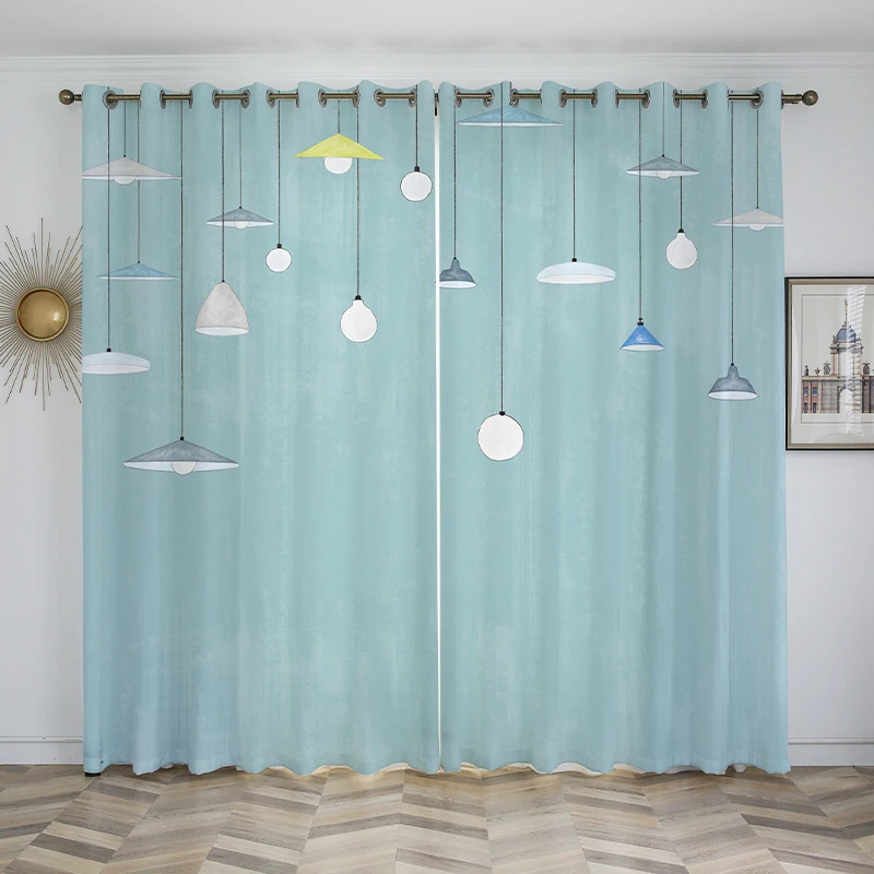 Window  curtains for living room bedroom  blackout curtains Modern pattern printing Nordic style ins Kitchen Wind curtain