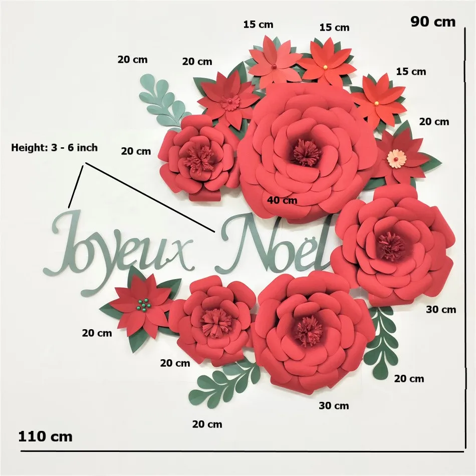 

Paper Merry Christmas Flowers Set Christmas Home Decor Party Backdrop Xmas Joyeux Noel Flores Feliz Navidad Red Flower