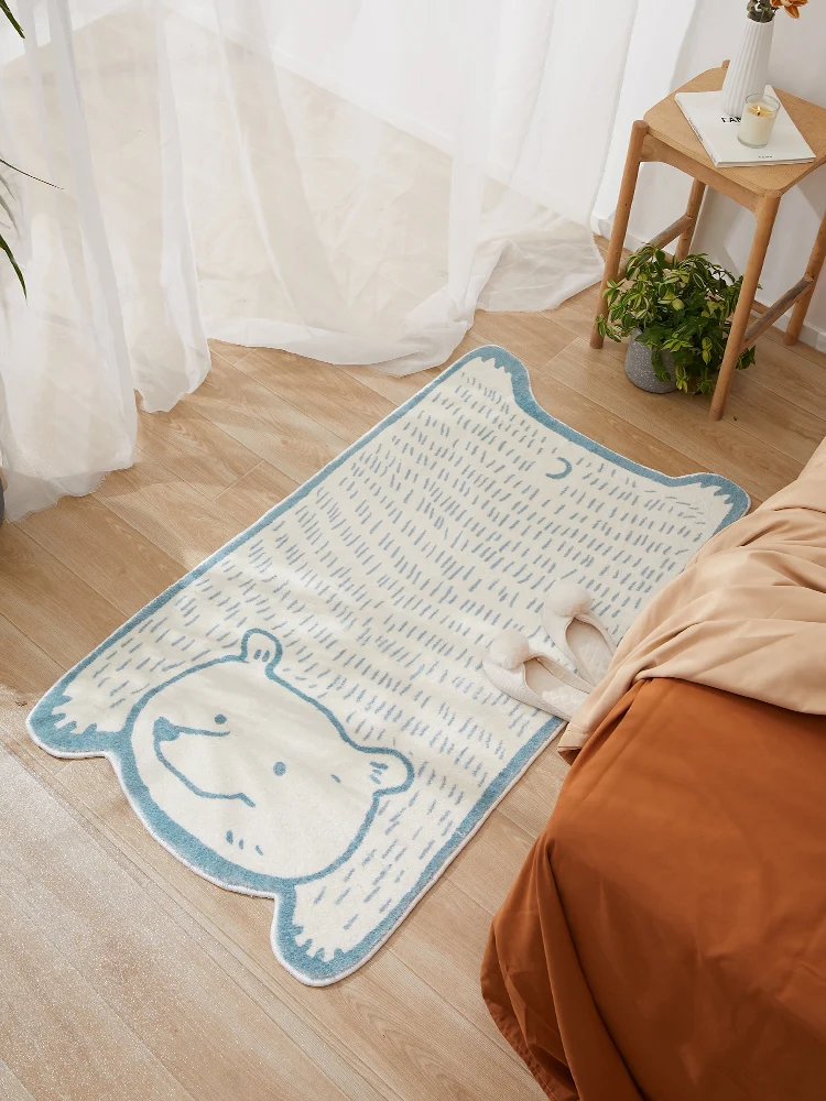 Cute Animal Pattern Carpet Kid Room Child Soft Shaggy Bedside Floor Play Mat Home Long Hallway Rug Nordic Modern Bedroom Carpet