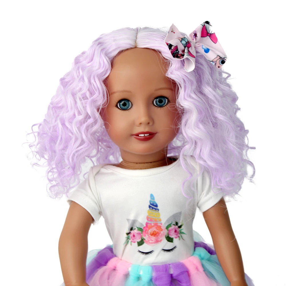 

Aidolla 18inch American Doll Wig Short Curly Hair Gradient Color High Temperature Doll Accessories For Dolls DIY Girl Gift