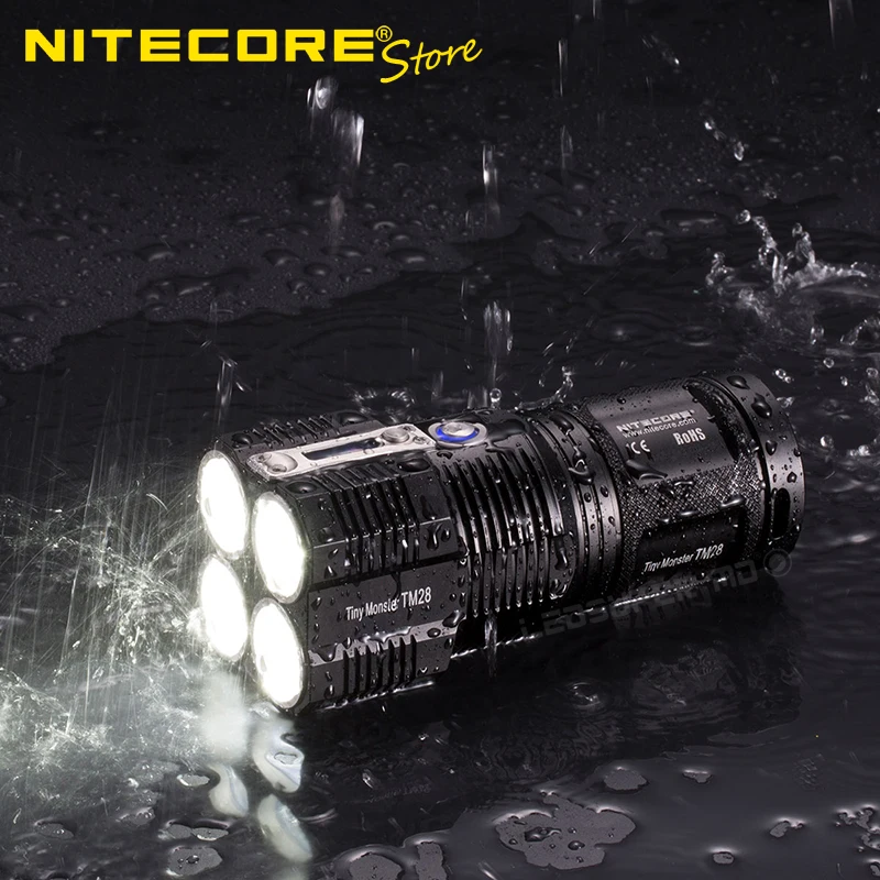 OLED Display Nitecore TM28 6000 Lumens High Power LED Flashlight Rechargeable Searchlight with 4* 3100mAh 18650 batteries