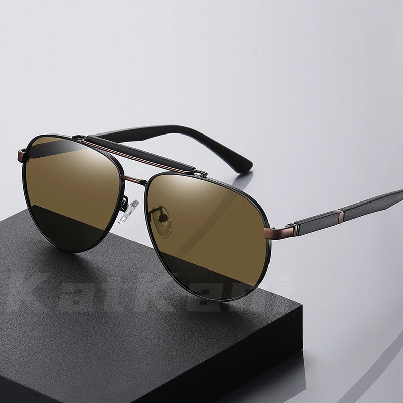 

KatKani Fashion Men Polarized Sunglasses Comfortable Large Driving Fishing Double Beam Optical Prescription Sunglasses K6315