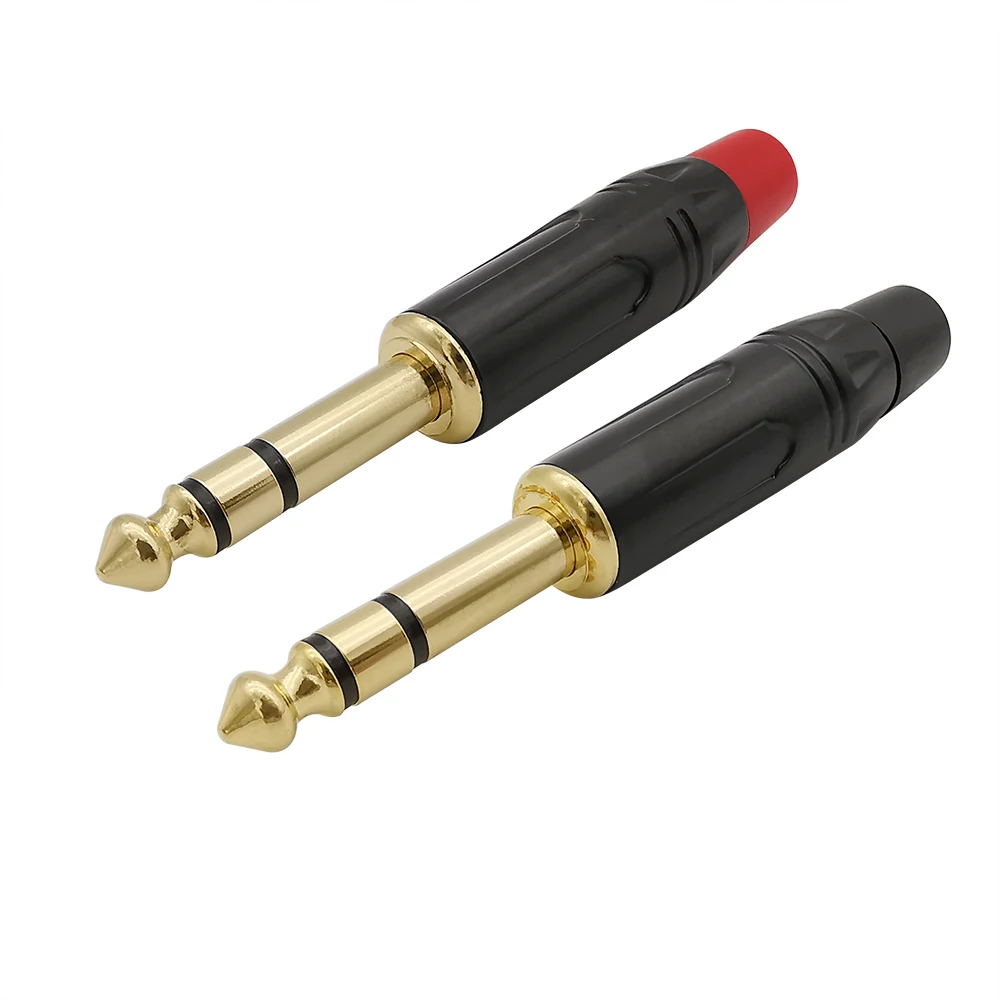 2Pcs 6.35mm 3 Poles Stereo Audio Jack Amplifier Microphone Plug 6.35 Sophomore Core Solder Jack Male Plug Connector