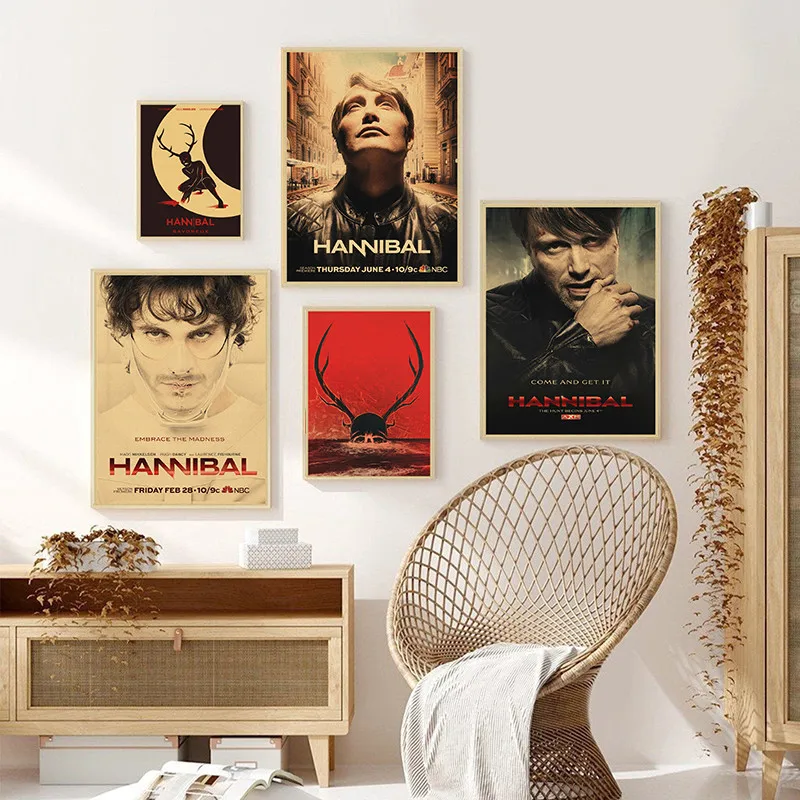 TV series movie Hannibal vintage Poster Painting Horror Thriller Painting Retro Poster For Bar Home Decorative