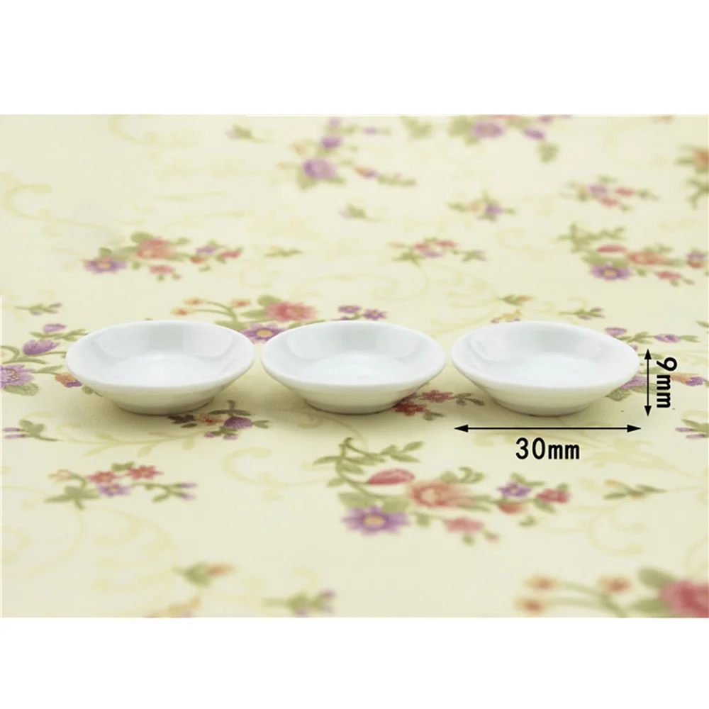 3Pcs 1/12 Dollhouse Miniature Accessories Mini Dessert Ceramic Plate Simulation Kitchen Dish Model Doll House Decoration ob11