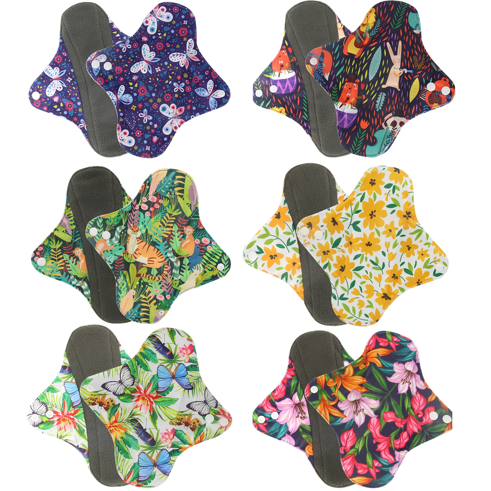 Bamboo Charcoal Menstrual Pads Fast Absorbent Waterproof Panty Liner Washable Cloth Napkin Reusable Sanitary Pads Dropship