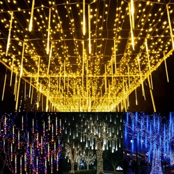 LED Meteor duş yağmur işıkları tatil dize ışıkları su geçirmez bahçe lambası 8 tüpler 144 LED noel ışıkları açık dekorasyon