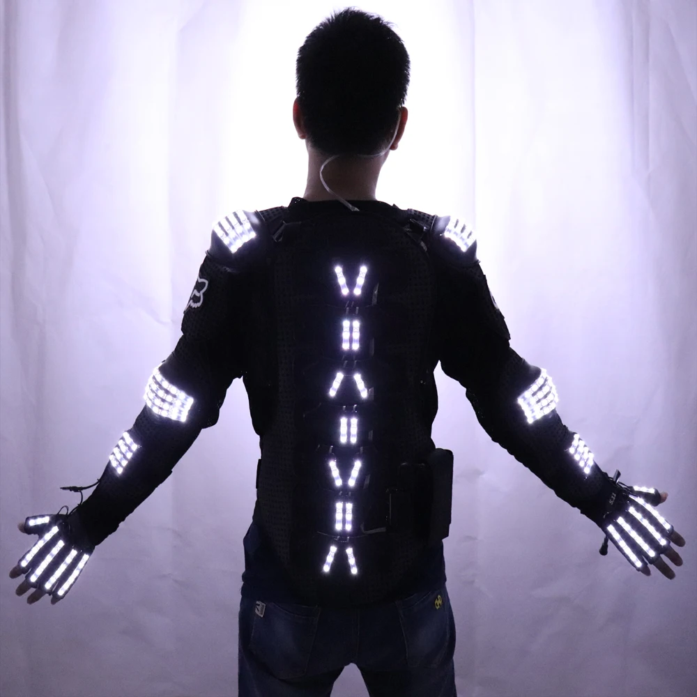 Fashion LED Armor Light Up Jackets Costume Glove Glasses Led Outfit Clothes Led Suit For LED Robot suits