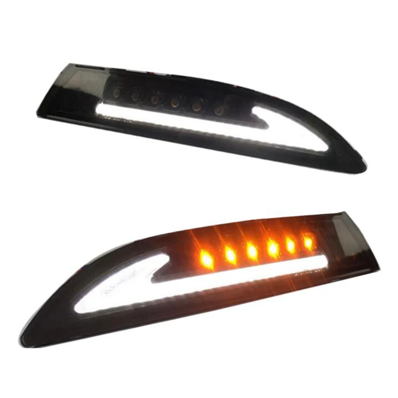 For VW Scirocco 2008-2013 Car Front LED side marker Lamp Amber Turn Signal Lights and White DRL Daytime Running Lights