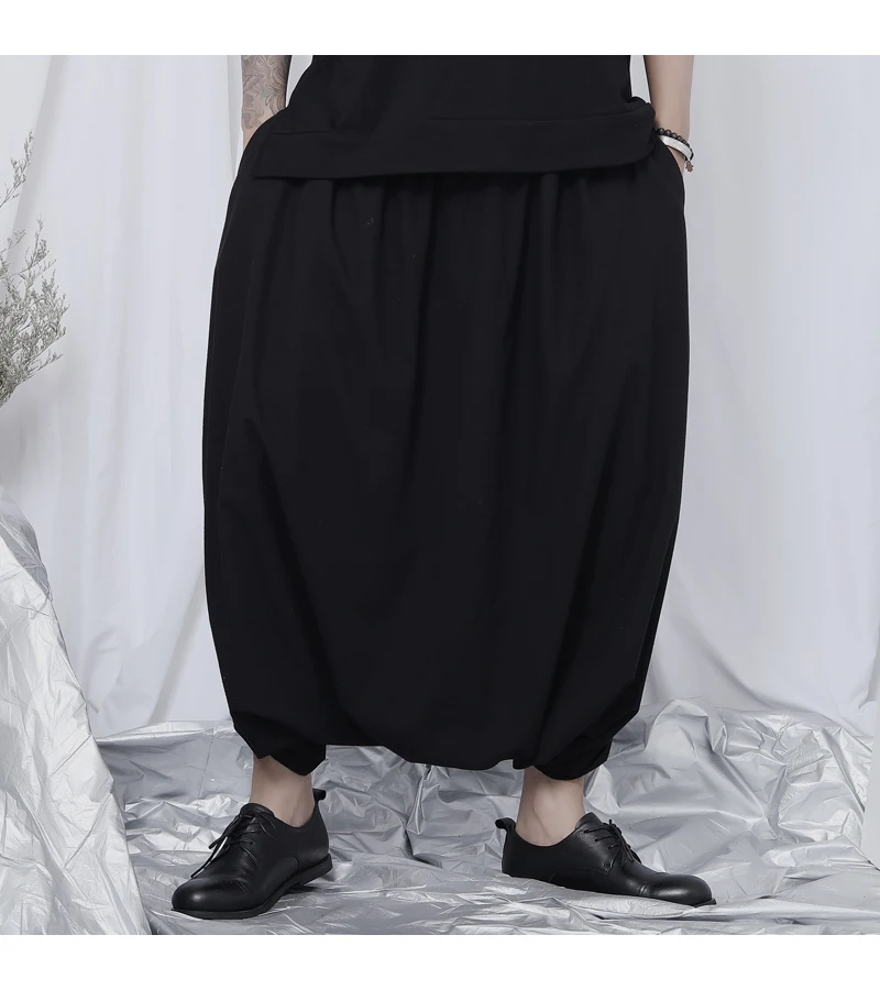 

New Casual Pants Black Large Loose Men's Nine Point Pants Loose Pleated Wide Leg Pants Large Casual Harlan Pants Spring New