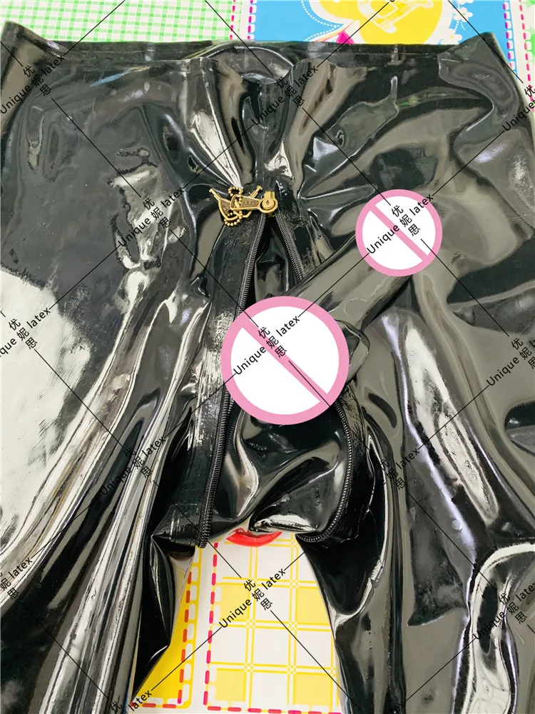 MEN LATEX UNDERWEAR LOCK ZIP HIDDEN DUE CONDOM
