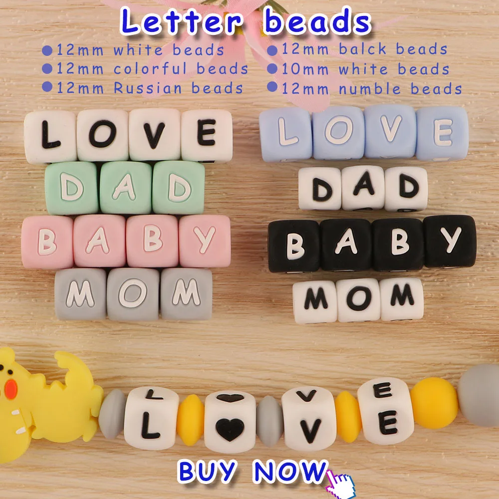 500Pcs Silicone Beads Round Beads Lentil Beads Letter Hexahedron  DIY Jewelry Decoration Baby Pacifier Chain Food Grade