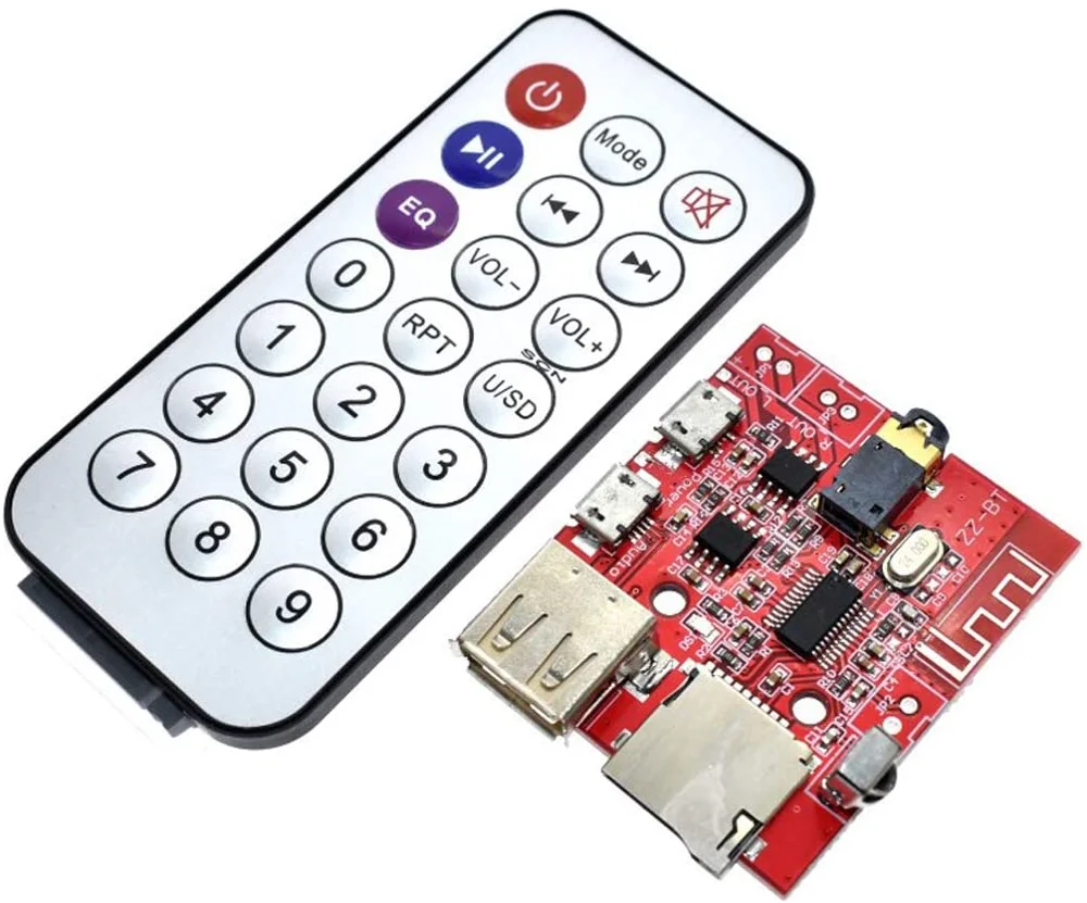 3W Car Bluetooth 4.1 MP3 WAV Decoding Board Speaker Amplifier Audio Receiver Module Support USB/TF/U-Disk/IR with Remote Control