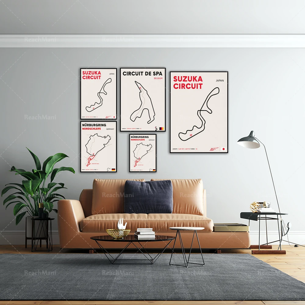 فن دوار السباق الياباني ، N'rburgring Nordschleife المسار سباق الرسم على لوحات القماش الجدارية الشمال الملصقات والمطبوعات غرفة المعيشة دي #4