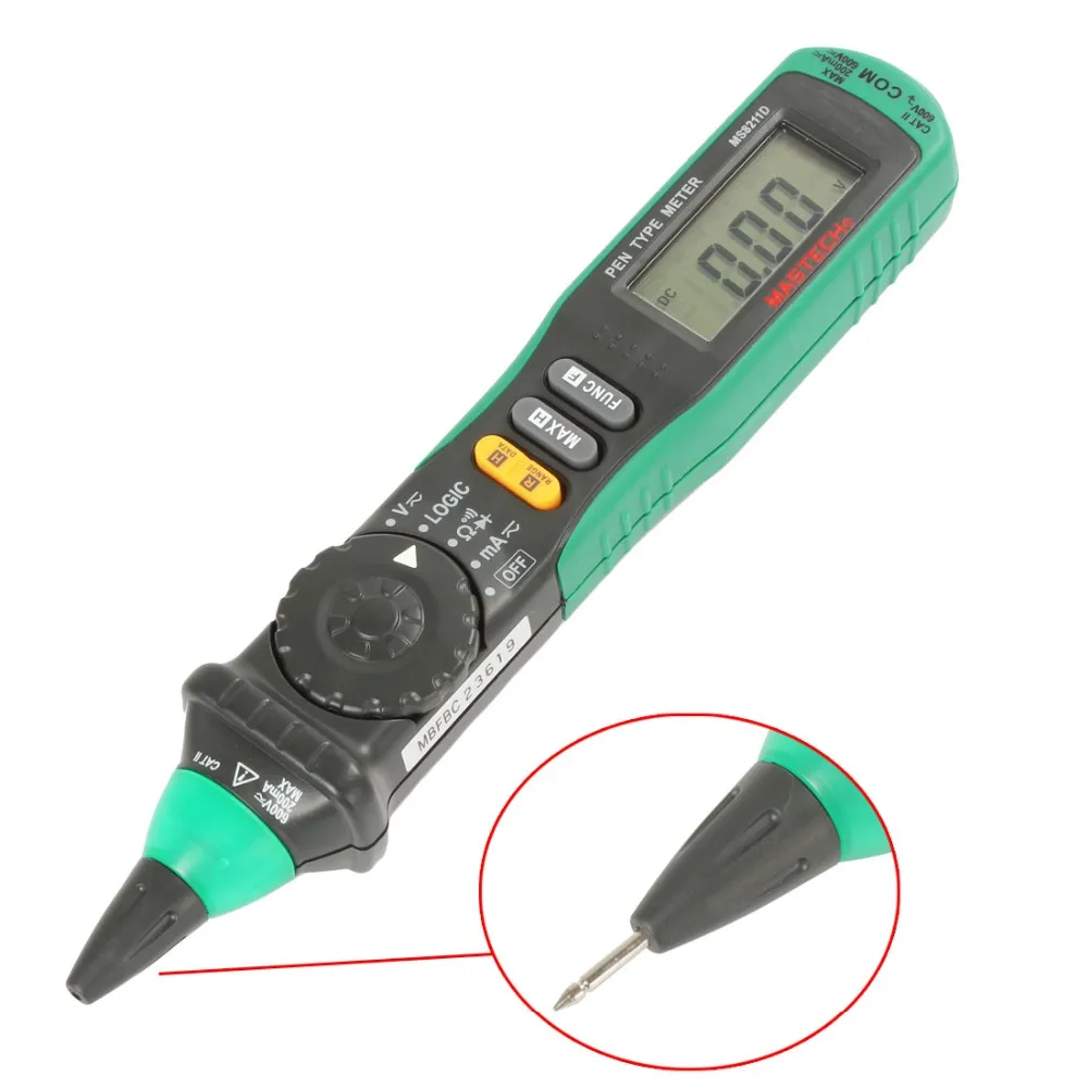 

MASTECH MS8211D Digital Multimeter Pen-Type Meter Auto Range DMM Multitester Voltage Current Logic Level Tester