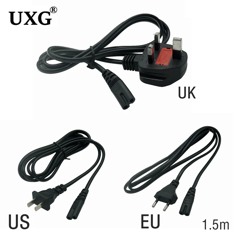 2-Prong 2Pin AC EU US UK Cable Power Supply Cord Console C7 Cable Figure High Quality Lead Wire Power Cord For Desktop Laptop