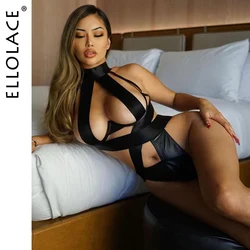 Ellolace Fasciatura Lingerie Sexy Body Donna Halter Scava Fuori Abiti Esotici Nero Porno Fondo Sissy Corpo Sensuale Caldo