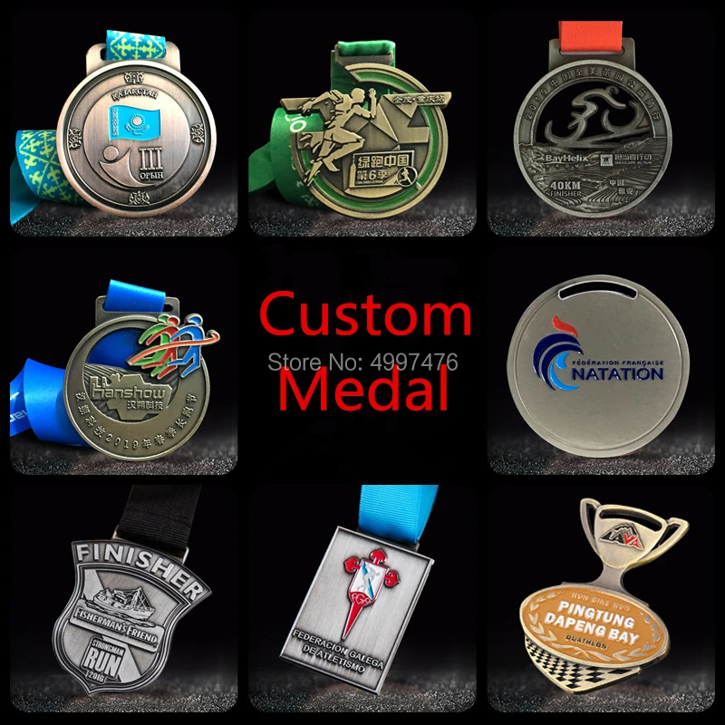 

Custom medal gold silver bronze personalized Antique honor runner sport medals,City Game Competition club award medal ribbon