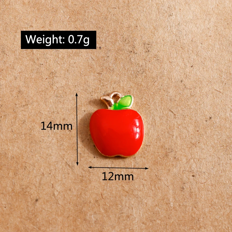 10pcs 12*14mm Enamel Red Apple Charms for Jewelry Making Earring Pendants Bracelets Necklace Charms DIY Findings