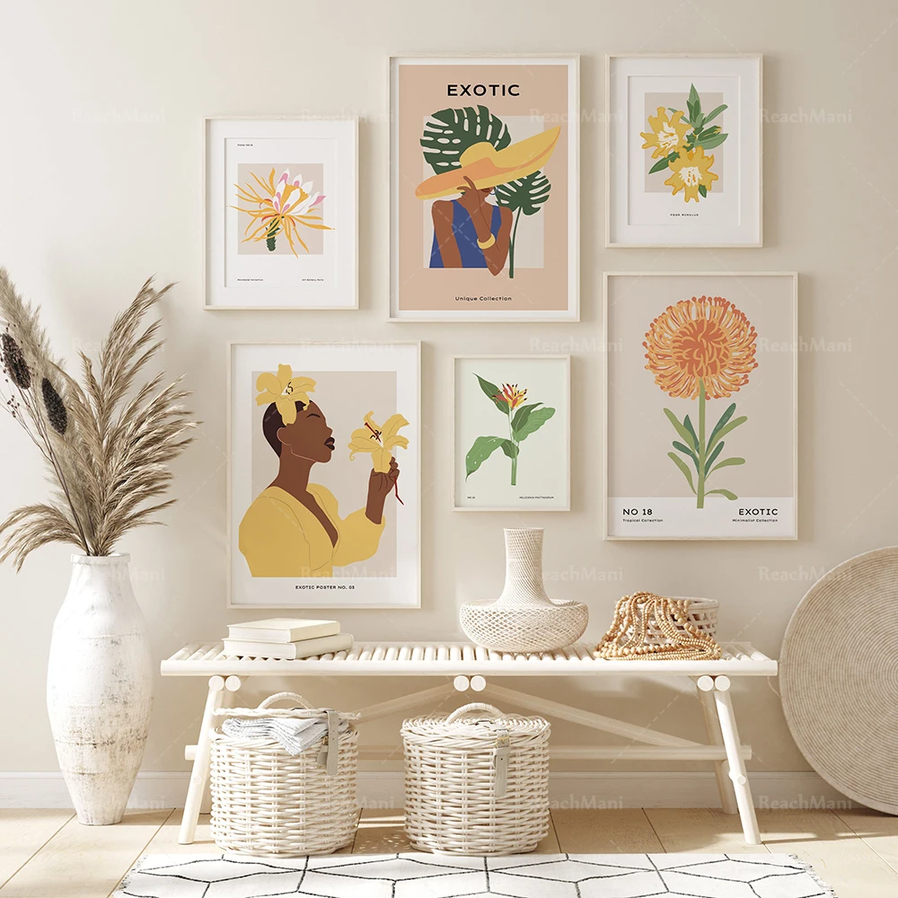 

Printable Gallery Prints Exotic Plants Minimalist Yellow Vibrant Print | Tropical Flower Lady Boho Print Decorative Poster