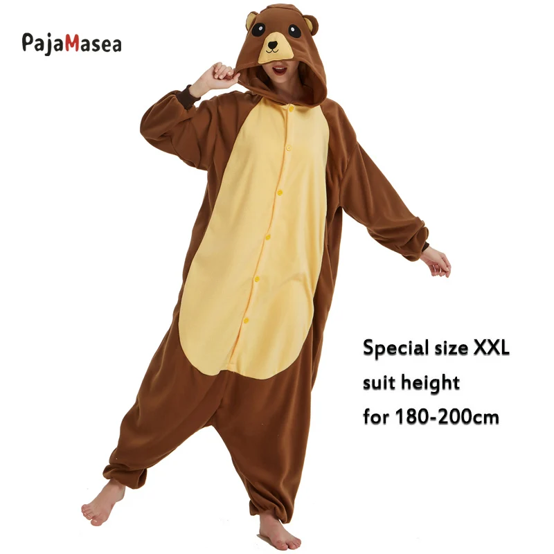 XXL Brown Brown Bear Soft Men Women Pajamas Animal Onsie Costume Cartoon Men Onesies for Adults Cosplay Raccoon Kigurumi