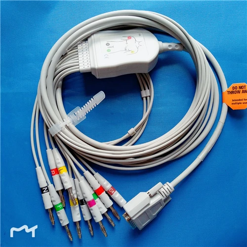 Compatible with EDAN SE-1/SE-3/SE-601A EKG Machine the One-piece 10 lead ECG cable and 4.0 Banana leadwires