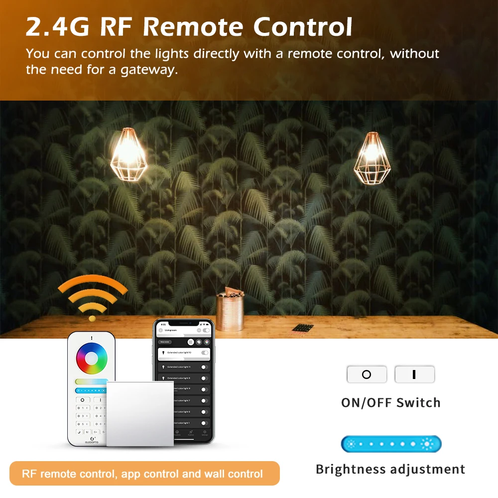 GLEDOPTO Triac AC Dimmer Light Switch Touch Control Brightness Zigbee3.0 Home Smart LED Bulb Dimmer Hub APP/Voice/Remote Control