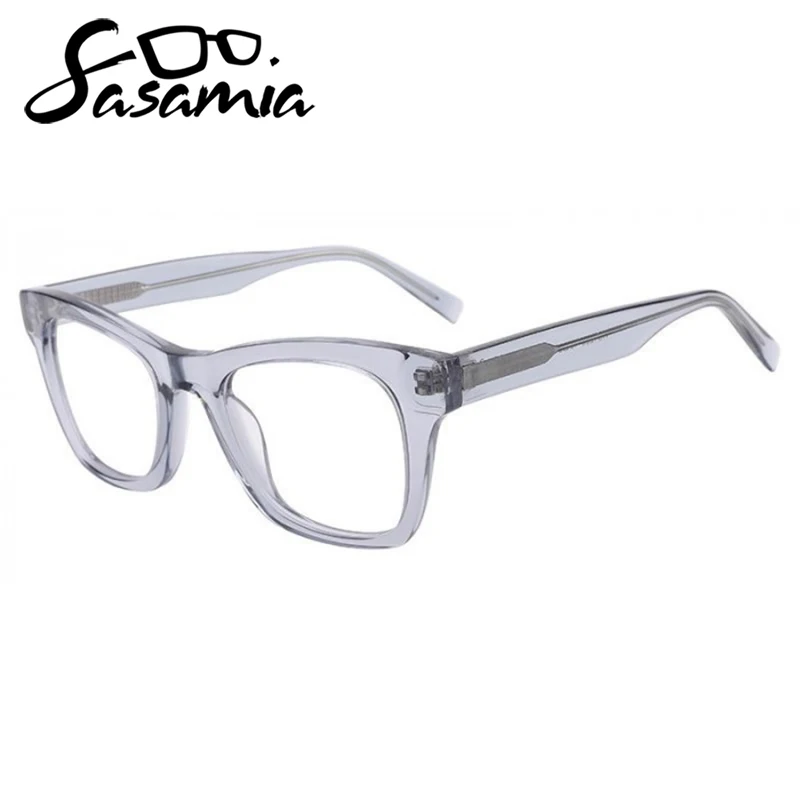 SASAMIA Oversize Eyeglasses Frame Women Acetate Transparent Optical Frames Spring Hinge Eyewear Glasses Frame Woman Eyeglasses