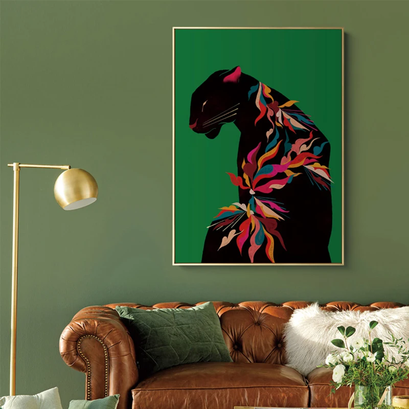 Mottled Leopard Wall Art Canvas Painting Nordic retro Poster Rich color Morden Fashion Wall Picture For living room home decor