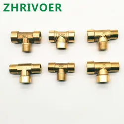 Accesorios de tubería de latón, rosca externa/rosca interna 1/81/43/81/2, accesorios de tubería de cobre en T británico, adaptador de agua, aceite y gas FFMMFF