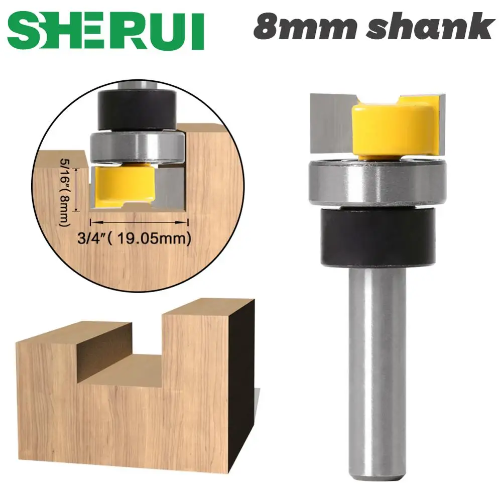 1pc Template Trim Hinge Mortising Router Bit - 8mm Shank Woodworking cutter Tenon Cutter for Woodworking Tools