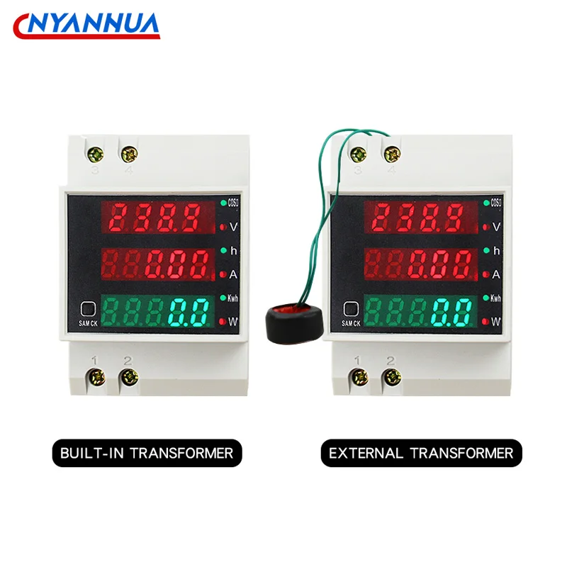 D52-2047 DIN-Rail Multi-Function Digital Meter Measuring AC Power Time Current Voltage Power Factor LED CT100A