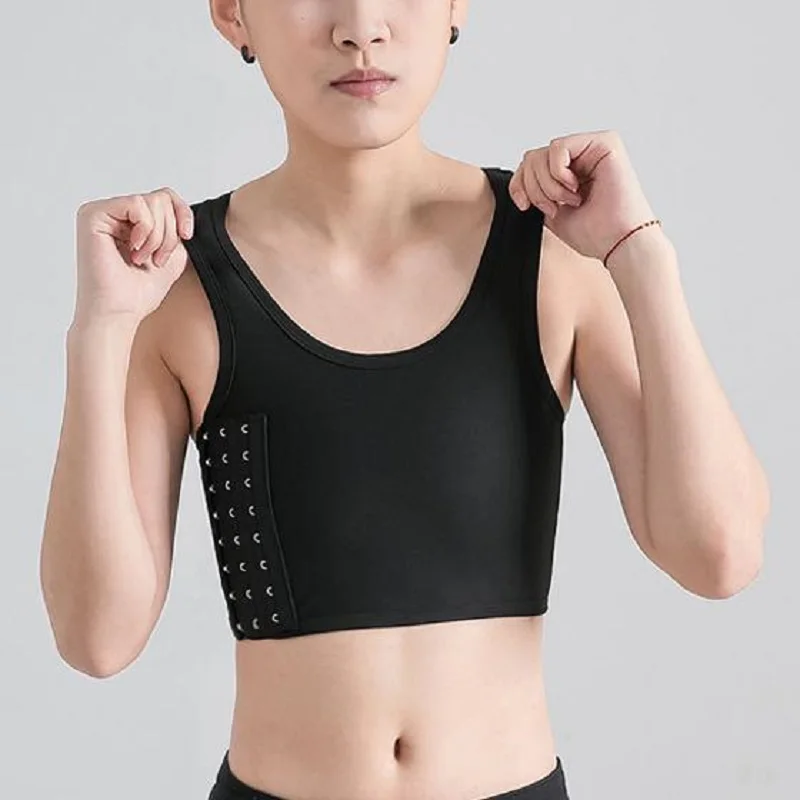 

Women Breathable Chest Breast Binder Side Buckle Short Vest Tops Chest Binder Underwear Tank Tops Wireless Chest Wrap Bandage