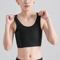 Women Breathable Chest Breast Binder Side Buckle Short Vest Tops Chest Binder Underwear Tank Tops Wireless Chest Wrap Bandage