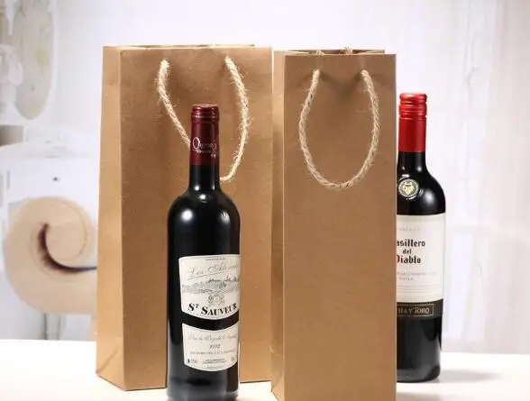 

Kraft Paper Red Wine Bag Single And Double Gift Packaging Wines Box Handbags Easy To Carry