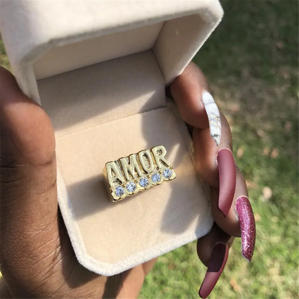 Custom Name Rings Gold Personality Hip Hop Ring Women Fashion Punk Letter Ring Gifts